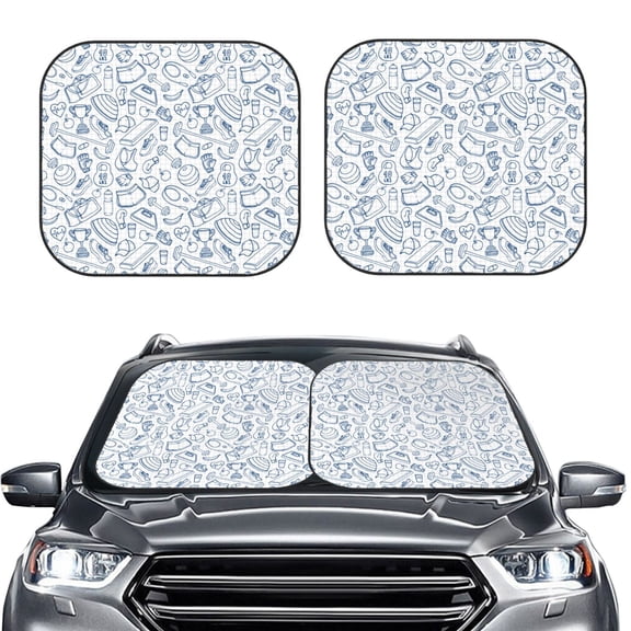 Kdxio Fitness Guru Print 2-Piece Sun Shade Front Windshield - Foldable Car Front Window Sunshades for Most Sedans SUV Truck
