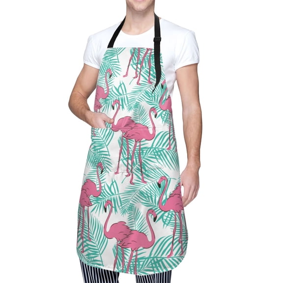 Kdxio Flamingo Apron with Pockets Adjustable Kitchen Aprons for Men Women Waterproof Aprons for Cooking,Drawing,Crafting, Baking Household Cleaning