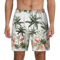 thumbnail image 1 of Kdxio Flamingo Palm Trees Print Men'S Swim Trunks With Compression Liner 7 Inch Inseam Quick Dry Swim Shorts, 1 of 7
