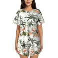 thumbnail image 1 of Kdxio Flamingo Palm Trees Print Pajamas Sets for Women Short-Sleeved Pjs with Lounge Shorts Two Piece Sleepwear S-4XL, 1 of 8