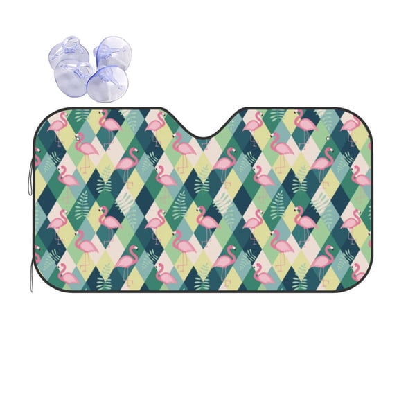 Kdxio Flamingo Print Front Windshield Sun Shade,Folding Auto Sunshade for Car Truck SUV-Small