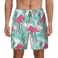 thumbnail image 1 of Kdxio Flamingo Print Men's Swim Trunks with Compression Liner 7 Inch Inseam Quick Dry Swim Shorts, 1 of 7