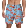 thumbnail image 1 of Kdxio Flamingo Print Men's Swim Trunks with Compression Liner 7 Inch Inseam Quick Dry Swim Shorts, 1 of 7