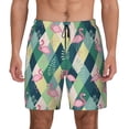 thumbnail image 1 of Kdxio Flamingo Print Men's Swim Trunks with Compression Liner 7 Inch Inseam Quick Dry Swim Shorts, 1 of 7