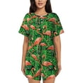 thumbnail image 1 of Kdxio Flamingo Print Pajamas Sets for Women Short-Sleeved Pjs with Lounge Shorts Two Piece Sleepwear S-4XL, 1 of 9