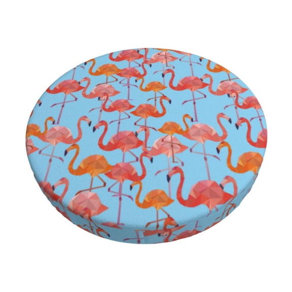 Kdxio Flamingo Print Stool Covers Round,Stretch Round Bar Stool Covers Washable Bar Stool Cushion Slipcover for 12-15 Inch Chair