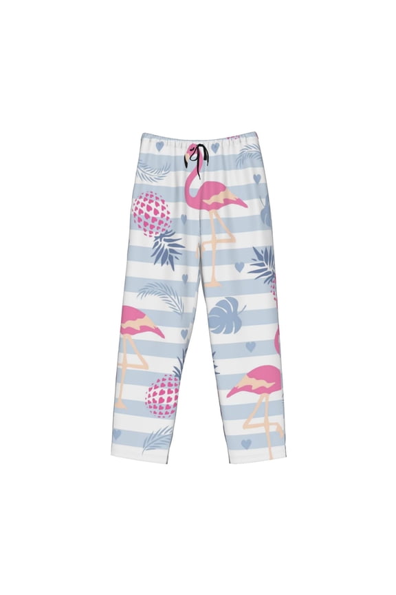 Flamingo and Pineapple Print Men's Sleep Pajama Pant Lounge Pants with Pockets