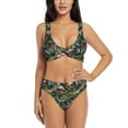 thumbnail image 1 of Kdxio Flamingos And Palm Leaves Print Women's 2 Piece High Waisted Wrap Spaghetti Strap Summer Swimsuit Bikini Set-XX-Large, 1 of 7