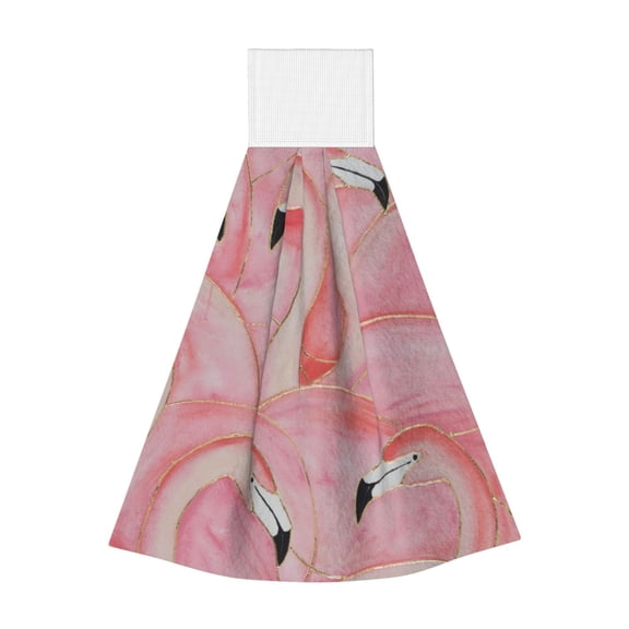 Kdxio Flamingos Hand Towel with Loop Hanging Towel Absorbent Tie Towels for Kitchen Tea Bar Bathroom Decor