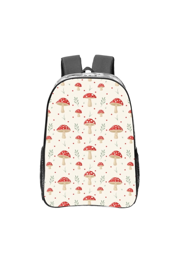 Flat Mushrooms Clear Backpack, Transparent Bookbag for School for Women Men, Capacity Clear Bag for College, Travel