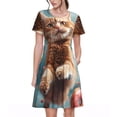 thumbnail image 1 of Kdxio Floating Cat And Donuts Pattern Summer Dresses for Women Casual Tshirt Short Sleeve Floral Sundress Beach Cover Ups with Pockets, 1 of 6