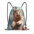 thumbnail image 1 of Kdxio Floating Cat And Donuts Print Drawstring Backpack Bag,Waterproof Draw String Back Sack, Gym Drawstring Bags Swim Bag For Unisex, 1 of 5