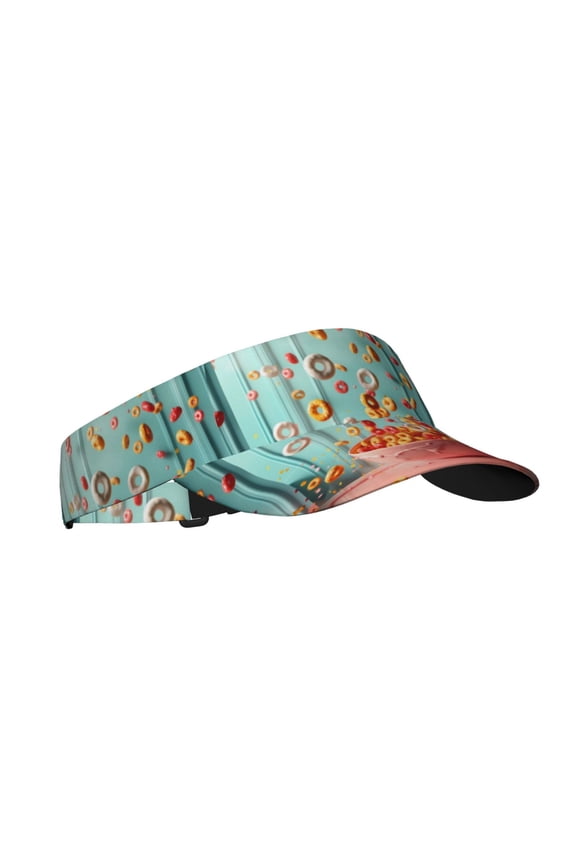 Floating Colorful Cereal Print Sun Visor Hat Golf Visor Adjustable Velcro Outdoor Sports Cap for Men Women