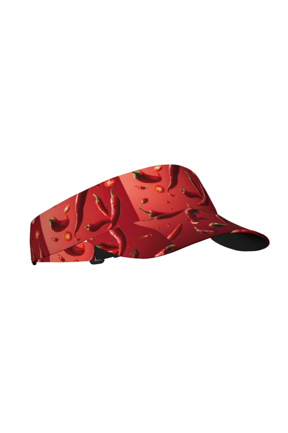 Floating Red Chili Peppers Print Sun Visor Hat Golf Visor Adjustable Velcro Outdoor Sports Cap for Men Women