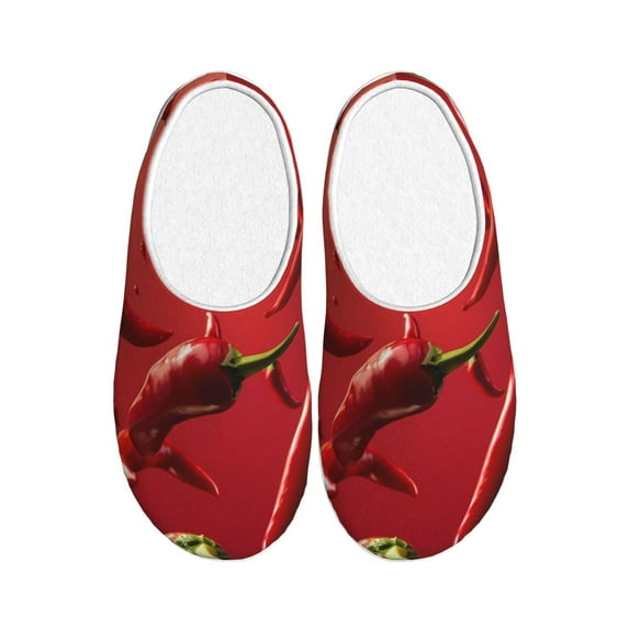 Kdxio Floating Red Chili Peppers Women's Men's Slippers Plush Slip-On House Slipper for Winter Indoor Soft Cushion Non-slip Fluffy Slides Slippers-13