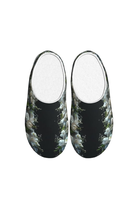 Floral Angelic White Wings Women's Men's Slippers Plush Slip-On House Slipper for Winter Indoor Soft Cushion Non-slip Fluffy Slides Slippers-35/36