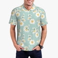 thumbnail image 1 of Kdxio Floral Daisy Print Men's Short Sleeve Polo Shirt,Midweight Men's Shirt, 1 of 6