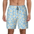 thumbnail image 1 of Kdxio Floral Daisy Print Men's Swim Trunks with Compression Liner 7 Inch Inseam Quick Dry Swim Shorts, 1 of 7