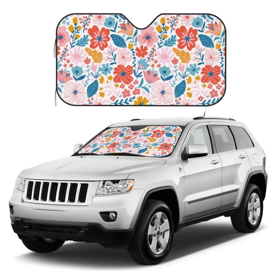 Kdxio Floral Ditsy Print Windshield Sun Shade, Foldable Sun Blocker for Car,Truck,SUV Automotive Interior Sun Protection,Reflective Shade for Front Windshield(Small)