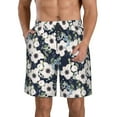 thumbnail image 1 of Kdxio Floral Flowers Blue Pattern Mens Casual Shorts - Drawstring Summer Beach Sports Shorts for Men, 1 of 9