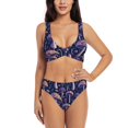 thumbnail image 1 of Kdxio Floral Hippie Mushrooms Print Women's 2 Piece High Waisted Wrap Spaghetti Strap Summer Swimsuit Bikini Set-XX-Large, 1 of 7
