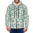 thumbnail image 1 of Kdxio Floral In Teal Print Men Hoodies Casual Hoodies for Men with Zip Pockets Full Zip Long Sleeve Sweatshirt Sports Hooded Jacket-Small, 1 of 1