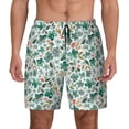 thumbnail image 1 of Kdxio Floral In Teal Print Men's Swim Trunks with Compression Liner 7 Inch Inseam Quick Dry Swim Shorts, 1 of 5