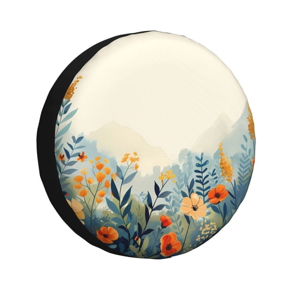 Kdxio Floral Mountain Landscape for Tire Cover Wheel Protectors Tyre Covers Weatherproof Wheel Covers Universal Fit for Trailer Rv SUV Truck Camper Travel Trailers 15 inch