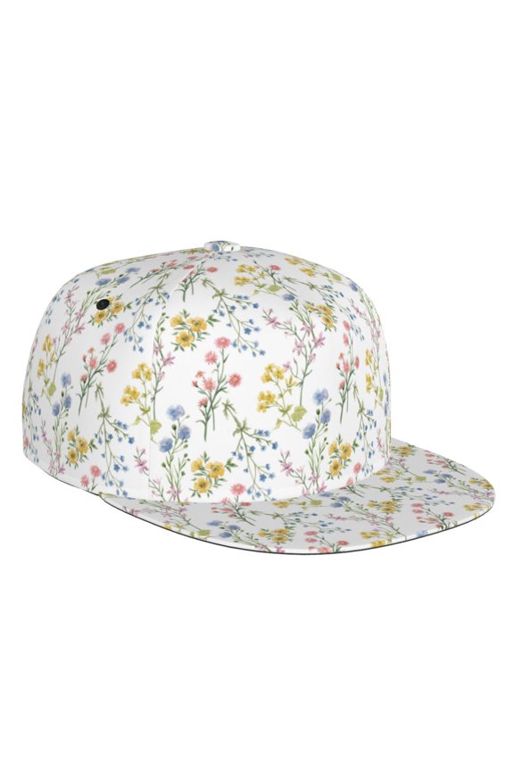 Floral Print Snapback Hat for Men Women,Adjustable Baseball Cap