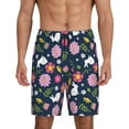 thumbnail image 1 of Kdxio Floral Rabbit Print Mens Sleep Shorts Bottoms Soft Comfy Pajama Wear Pants with Drawstring Pockets, 1 of 7