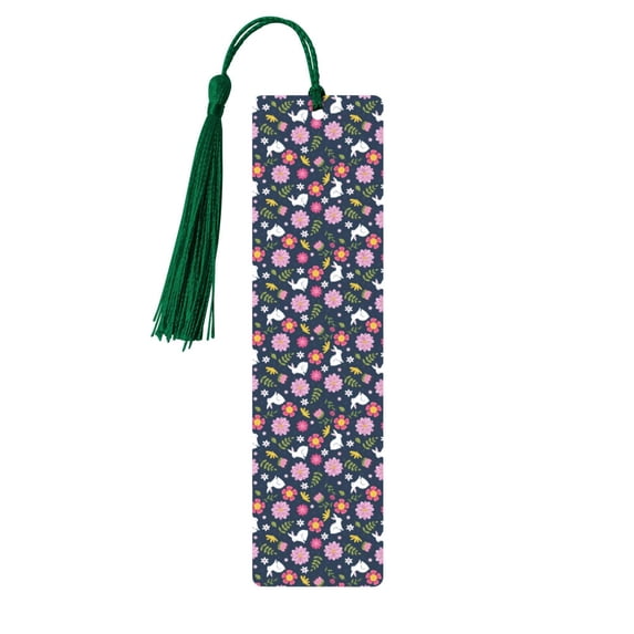 Kdxio Floral Rabbit Print Metal Tassel Bookmarks,Perfect Gift for Art Lovers and Bookworms Metal Bookmarks for Women