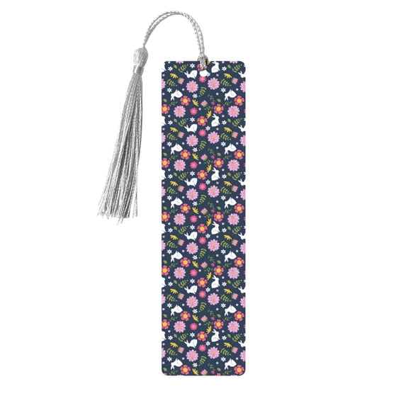 Kdxio Floral Rabbit Print Metal Tassel Bookmarks,Perfect Gift for Art Lovers and Bookworms Metal Bookmarks for Women