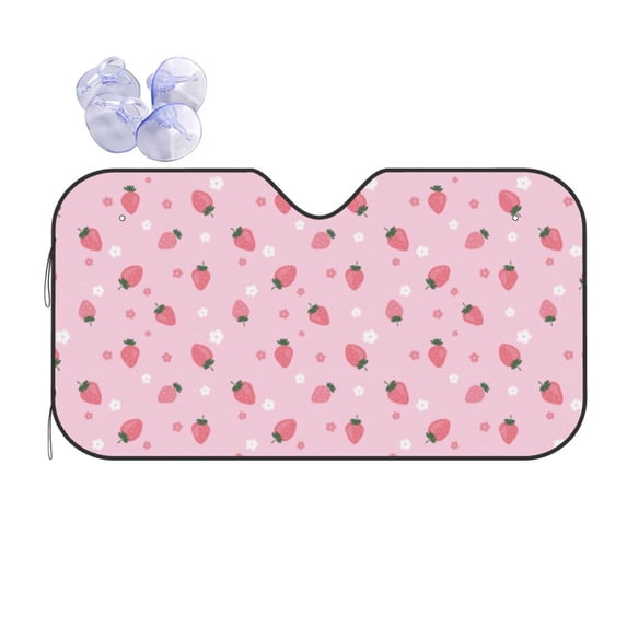 Kdxio Floral Strawberr Print Front Windshield Sun Shade,Folding Auto Sunshade for Car Truck SUV-