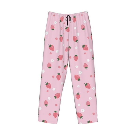 Kdxio Floral Strawberr Print Men's Sleep Pajama Pant Lounge Pants with Pockets
