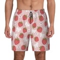 thumbnail image 1 of Kdxio Floral Strawberr Print Men's Swim Trunks with Compression Liner 7 Inch Inseam Quick Dry Swim Shorts, 1 of 7