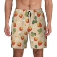 thumbnail image 1 of Kdxio Floral Strawberr Print Men's Swim Trunks with Compression Liner 7 Inch Inseam Quick Dry Swim Shorts, 1 of 7