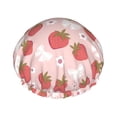 thumbnail image 1 of Kdxio Floral Strawberr Print Shower Cap for Women,Elastic and Reusable,Double Waterproof Layers Bathing Hat, 1 of 9