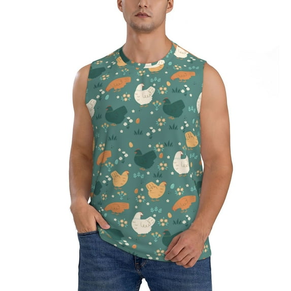 Kdxio Flowe Rooster for Men's Muscle T-shirt,Sleeveless for Workout Running Athletic Gym Lounge Casual