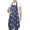 thumbnail image 1 of Kdxio Flower Blue Skull Apron with Pockets Adjustable Kitchen Aprons for Men Women Waterproof Aprons for Cooking,Drawing,Crafting, Baking Household Cleaning, 1 of 5