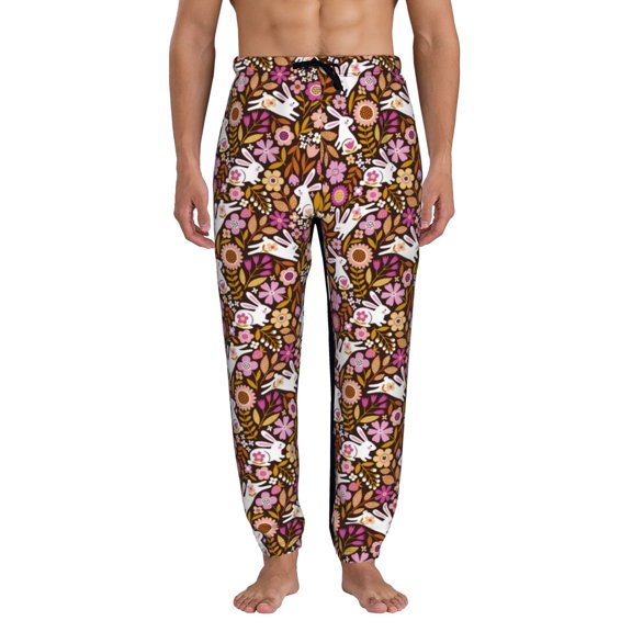 Kdxio Flower Bunny Pattern Joggers,Sweatpants for Men with Pockets-X-Large