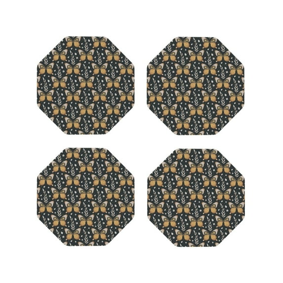 Kdxio Flower Butterfly Funny Coasters,4 Pcs Leather Coasters,Housewarming Gifts,Protect Furniture From Water Marks Scratch And Damage