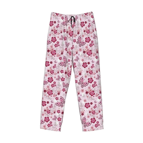Kdxio Flower Butterfly Print Men's Sleep Pajama Pant Lounge Pants with Pockets