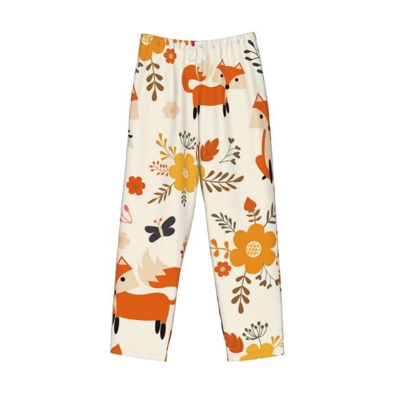 Kdxio Flower Fox Print Men's Sleep Pajama Pant Lounge Pants with Pockets
