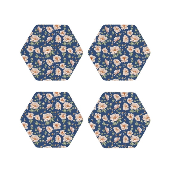Kdxio Flower Funny Coasters,4 Pcs Leather Coasters,Housewarming Gifts,Protect Furniture from Water Marks Scratch and Damage