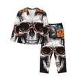 thumbnail image 1 of Kdxio Flower Horn Skull A Women's Pajama Sets Long Sleeve Button Down Sleepwear Nightwear Soft Pjs Lounge Sets-X-Large, 1 of 7