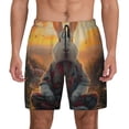 thumbnail image 1 of Kdxio Flower Meditating Rabbit Print Men's Swim Trunks with Compression Liner 7 Inch Inseam Quick Dry Swim Shorts, 1 of 5
