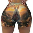 thumbnail image 1 of Kdxio Flower Meditating Rabbit Print Workout Shorts for Women Seamless Soft Smooth Gym Yoga Scrunch Active Shorts, 1 of 5