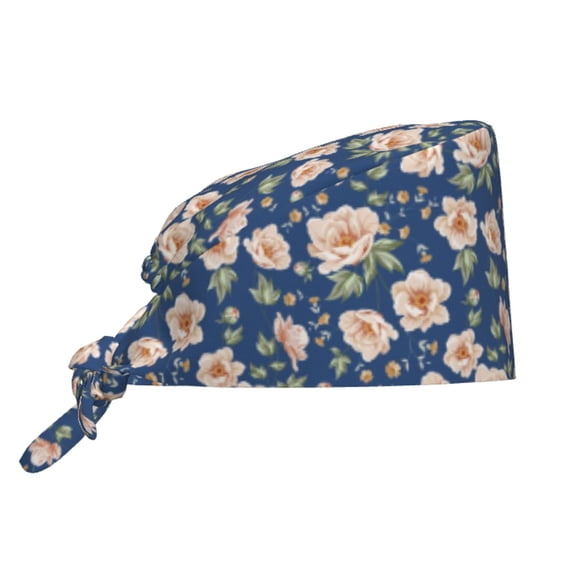 Kdxio Flower Pattern Turban Hat for Women Men Comfortable Adjustable Cleaning Working Cap with Sweatband