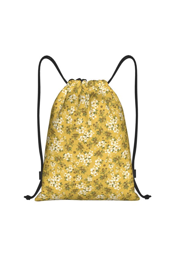 Flower Print Drawstring Backpack Bag,Waterproof Draw String Back Sack, Gym Drawstring Bags Swim Bag For Unisex