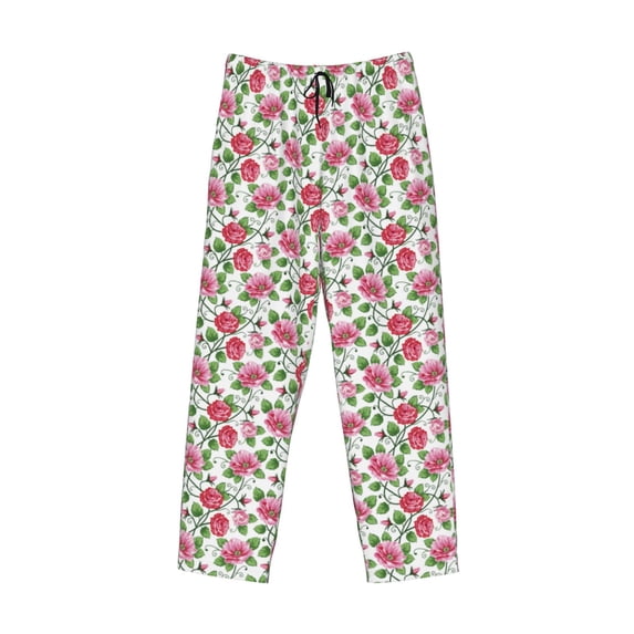 Kdxio Flower Print Men's Sleep Pajama Pant Lounge Pants with Pockets
